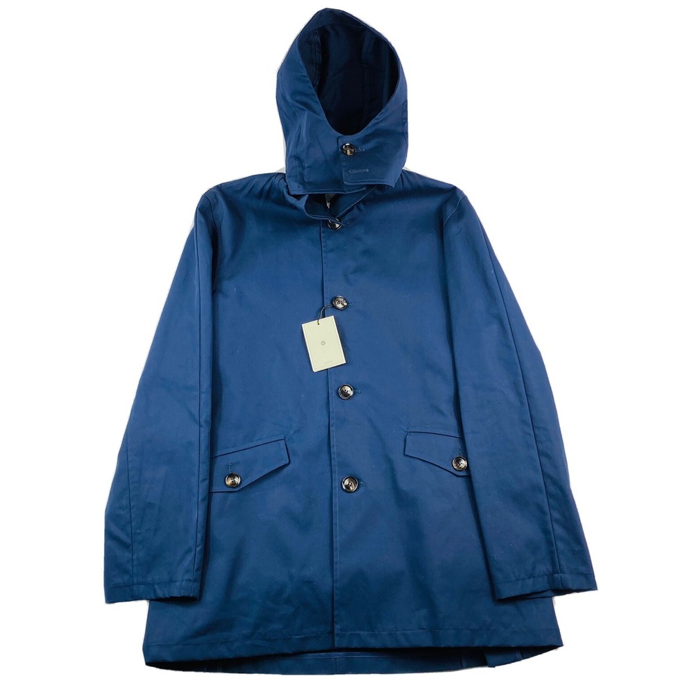 Hardy Amies Blue Hooded Water Repellent Mens Jacket‎ Size 38R England NWT